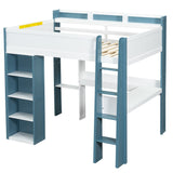 Loft Bed With Built In Storage Shelves, Clothes Rail, And Desk
