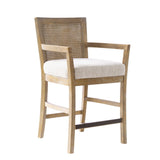 Cane Back Counter Stool With Upholstered Seat - Cream / Reclaimed Natural