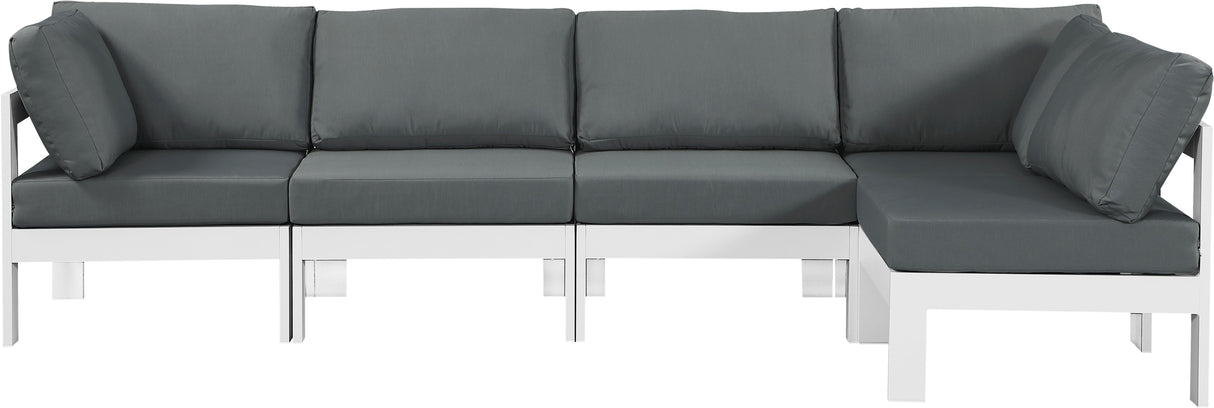 Nizuc - Outdoor Patio 5 Piece Modular Sectional With White Frame