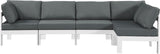 Nizuc - Outdoor Patio 5 Piece Modular Sectional With White Frame
