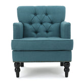 Harrison - Tufted Club Chair With Plush Cushion And Studded Trim - Dark Teal
