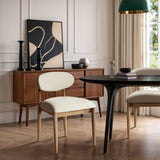 Riccio - Performance Fabric Upholstered Dining Side Chair (Set of 2) With Light Brown Legs - Cream