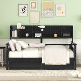 Daybed, Slat Support, With Bedside Shelves And 2 Drawers