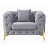 Jelanea - Chair With Pillow - Gray Velvet & Gold