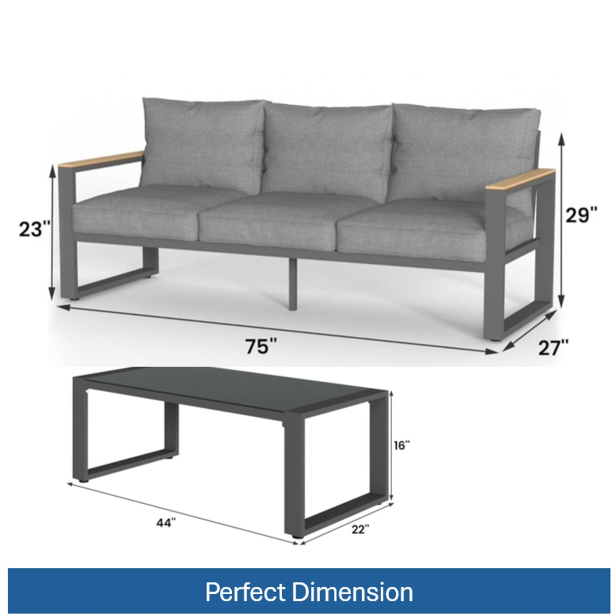 Modern Outdoor Sofa Set With Coffee Table