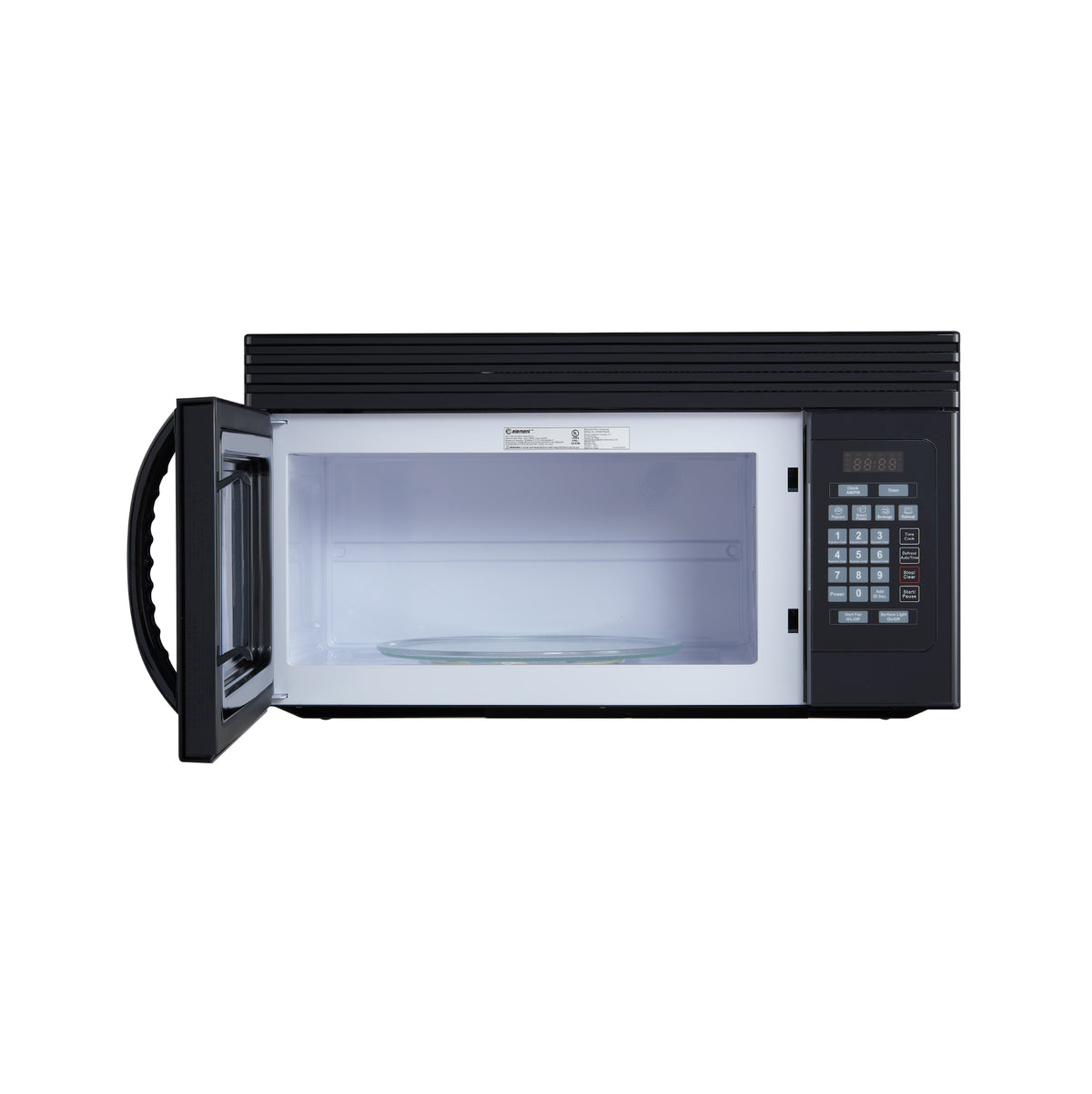 Element EM1601RQCB Over-the-Range Microwave - door open