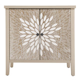 2 Door Carved Storage Cabinet With Adjustable Shelf, Accent Furniture