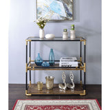 Heleris - Console Table - Smoky Glass Top & Black & Gold