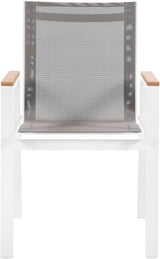 Nizuc - Outdoor Patio Dining Arm Chair With White Frame And Natural Arms (Set of 2)