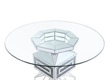 Noralie - 30" Dining Table - Clear Glass, Mirrored & Faux Diamonds