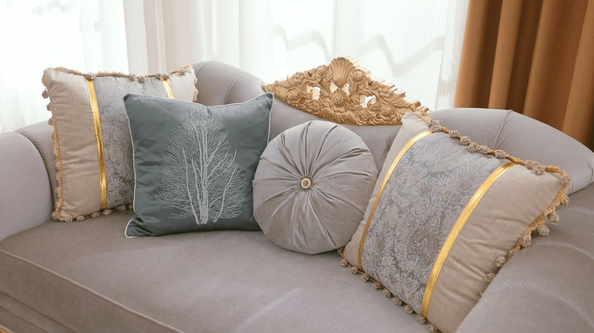 HD-9041 - Loveseat - Gray / Gold