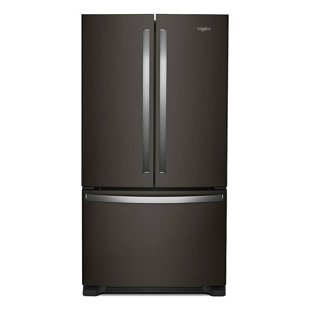 Whirlpool WRF540CWHV black stainless counter-depth French door refrigerator front view