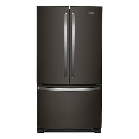 Whirlpool WRF540CWHV black stainless counter-depth French door refrigerator front view