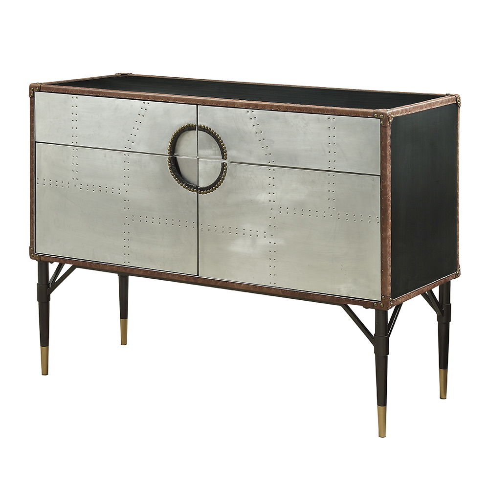Brancaster - Console Cabinet - Top Grain Leather & Aluminum