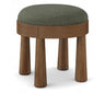 Larea - Linen Textured Fabric Upholstered Ottoman - Walnut Base