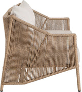 Coastline - Olefin Water Resistant Fabric And Wicker Outdoor Patio Loveseat - Beige