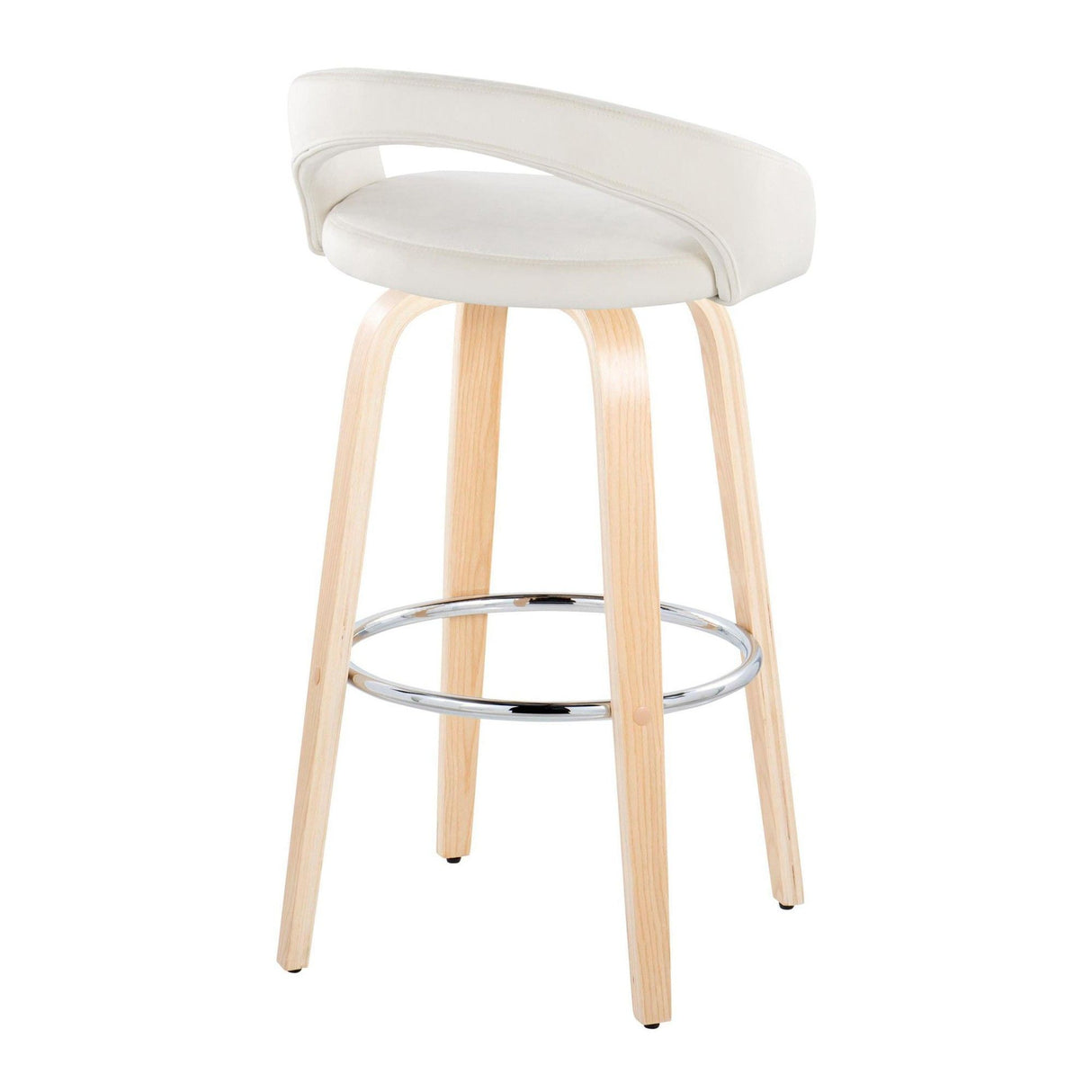 Grotto - Upholstered Fixed-Height Barstool (Set of 2) - Natural Wood