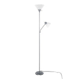 Dual - 72" Floor Lamp - Silver Metal And Frosted White Plastic Shades