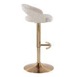 Grotto - Upholstered Adjustable Barstool - Gold Metal Base