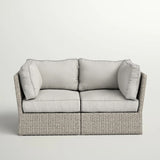 Modern Patio Wicker Loveseat With Cushions