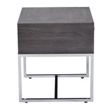Iban - End Table - Gray Oak & Chrome
