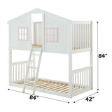 Rohan Cottage - Twin Over Twin Bunk Bed - White & Pink
