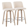 Toriano - Contemporary Fixed Height Counter Stool With Swivel & Round Footrest Modern Design (Set of 2)
