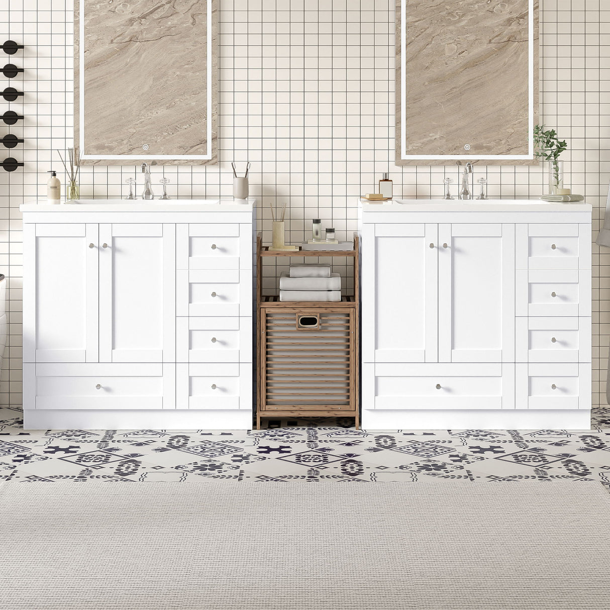 Shaker Free Standing Bathroom Vanity Cabinet With Sink, Soft Close Drawers, Soft Close Doors