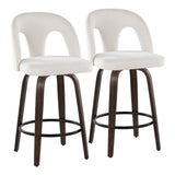 Ava - Upholstered Fixed-Height Barstool (Set of 2) - Walnut Glazed Wood Base