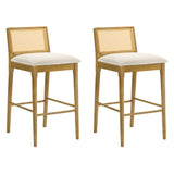 Tobias - Coastal Modern Wood Bar Height Kitchen Bar Stool