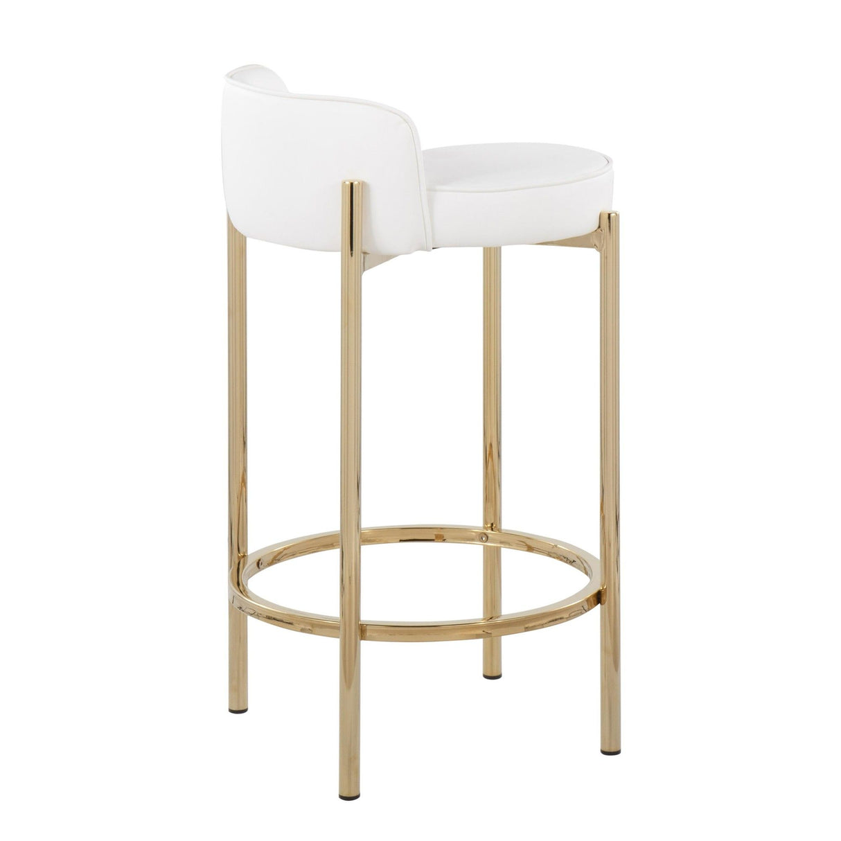Chloe - Counter Stool - Gold Metal And White Faux Leather (Set of 2)