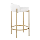 Chloe - Counter Stool - Gold Metal And White Faux Leather (Set of 2)