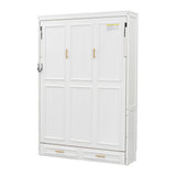 Full Size Murphy Bed With 2 Drawers - Beige
