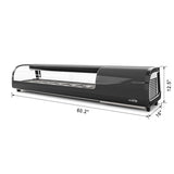 60 in. Glass Sushi Countertop Display Refrigerator with 6 Stainless Steel Trays in Black (KM-SR60-BK)
