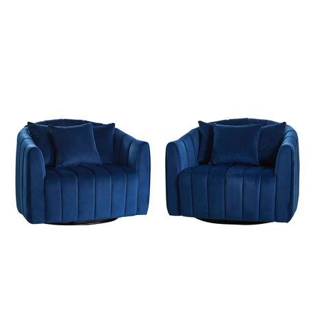 Upholstered Oversized 360° Swivel Accent Barrel Chair And Half Cozy Sofa With 3 Pillows