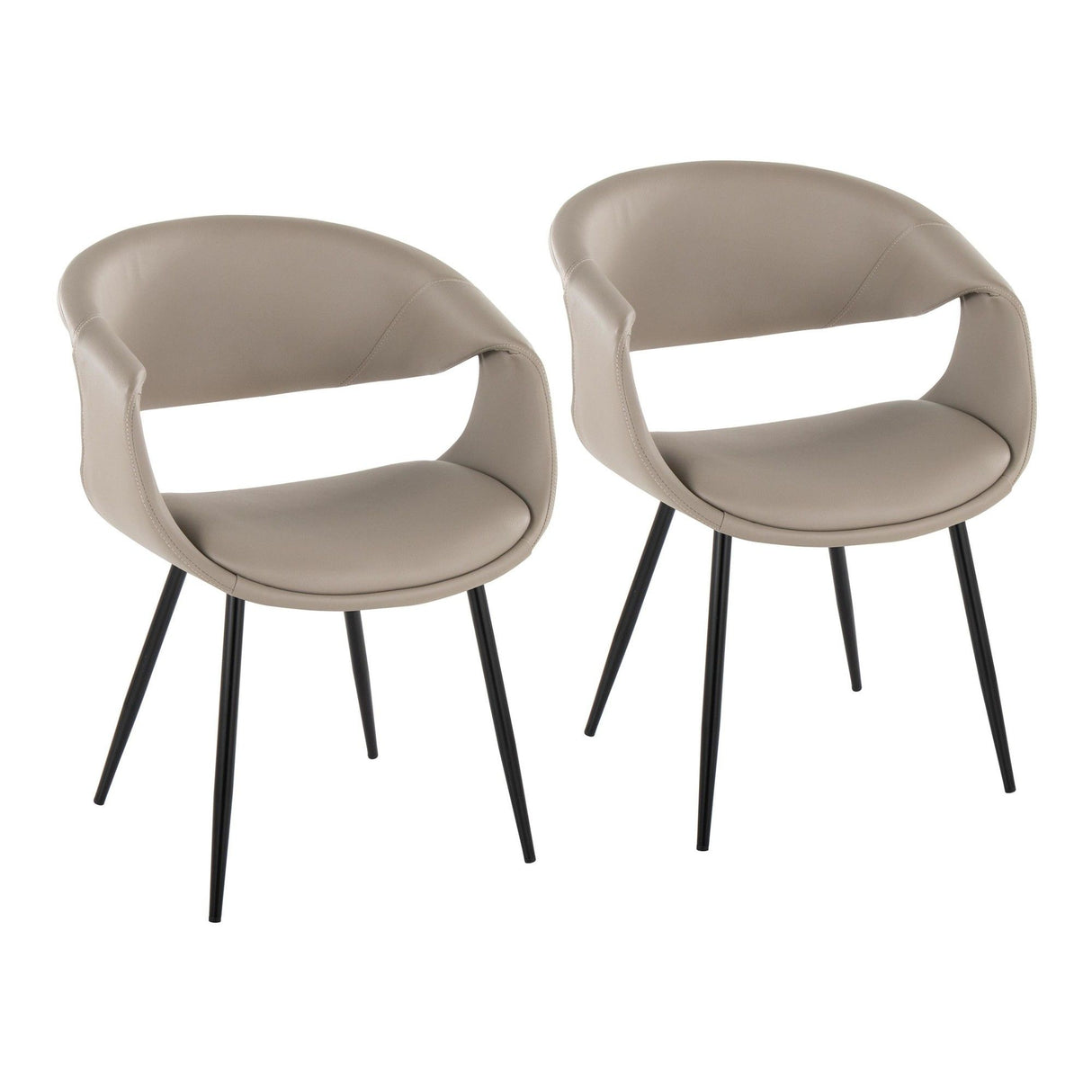 Curvo - Upholstered Chair (Set of 2) - Black Metal Legs
