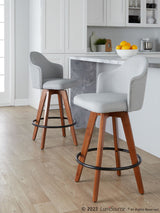 Ahoy - Contemporary Fixed-Height Counter Stool With Walnut Bamboo Frame (Set of 2)