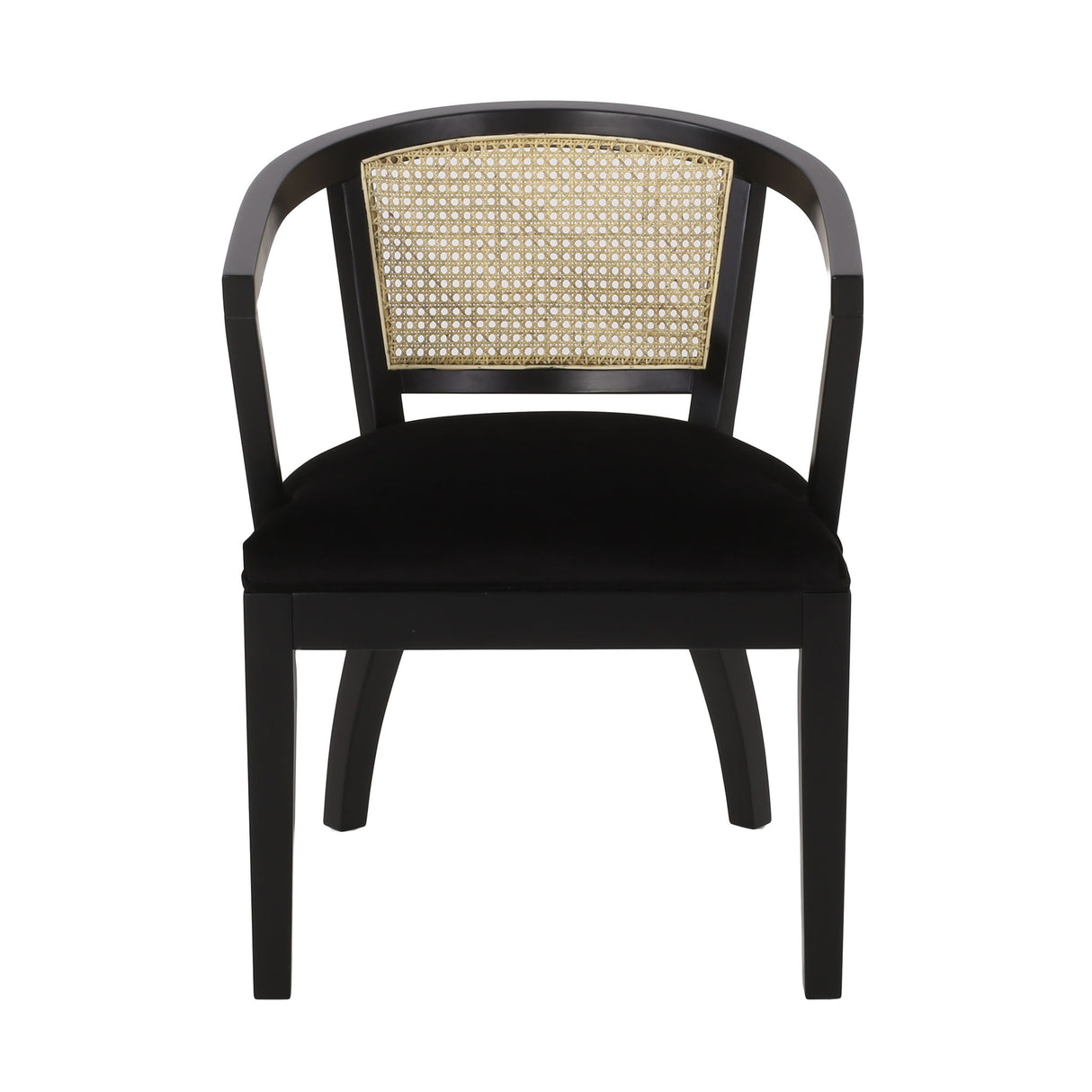 Elegant Dining Chair With Cane Web Backrests And Velvet Upholstery