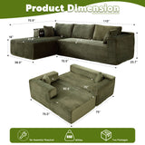 Compression Sectional Couch With Comfy Chaise, Boneless L Shape Sofa With Deep Seat