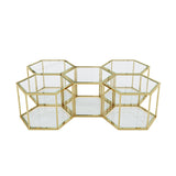 Modern Coffee Table With Double Layer Tempered Glass And Polygonal Design