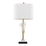 Crystal - Buds Table Lamp (Set of 2) - Black Metal, Clear Crystal, Gold Metal, Off-white Linen