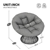 Ergonomic Wicker Chair With Cloud Thick Density Cushion, 3 Proof Cover High Capacity Iron Frame Fluid 360° Swivel