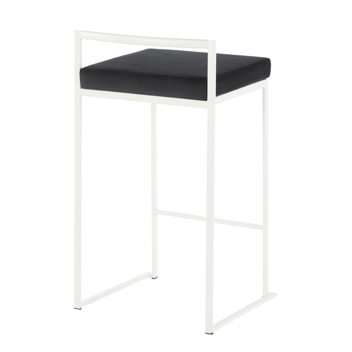 Fuji - 26" Stackable Counter Stool (Set of 3) - White Metal With Black Velvet Cushion