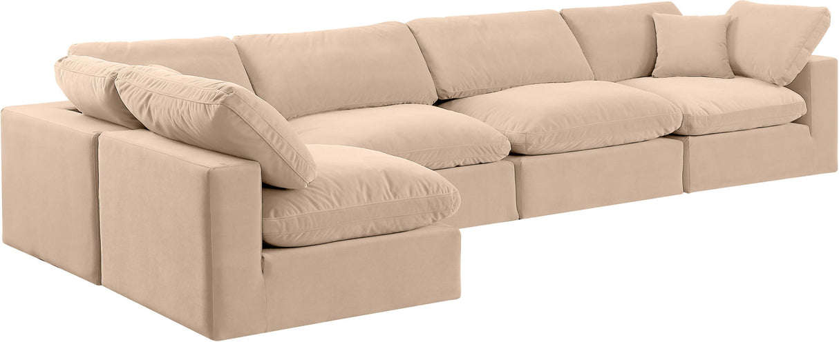 Comfy - 5 Piece Velvet Modular Sectional