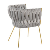 Braided Renee - Renee Braided Glam Chair - Gold Metal And Silver Velvet