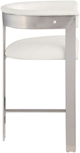 Romeo - Faux Leather Counter Stool With Silver Base (Set of 2)