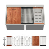 Topmount Drop In Kitchen Sink, Double Bowl 50 / 50 - Brushed Nickel