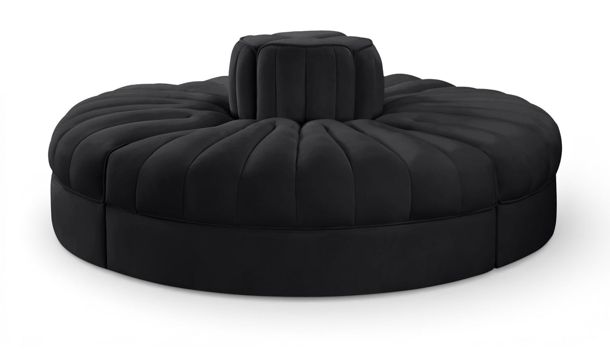 Rummi - Round Velvet Performance Fabric Upholstered 4 Piece Modular Sofa