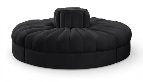 Rummi - Round Velvet Performance Fabric Upholstered 4 Piece Modular Sofa