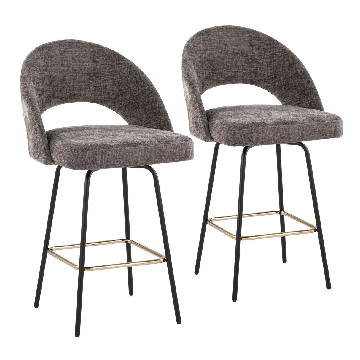 Renee - Upholstered Fixed-Height Counter Stool (Set of 2) - Black Metal
